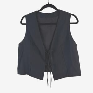 NWOT Black Tie Front Vest Women's M Y2K Minimalist Layering Piece